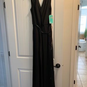 Black sleeveless jumpsuit